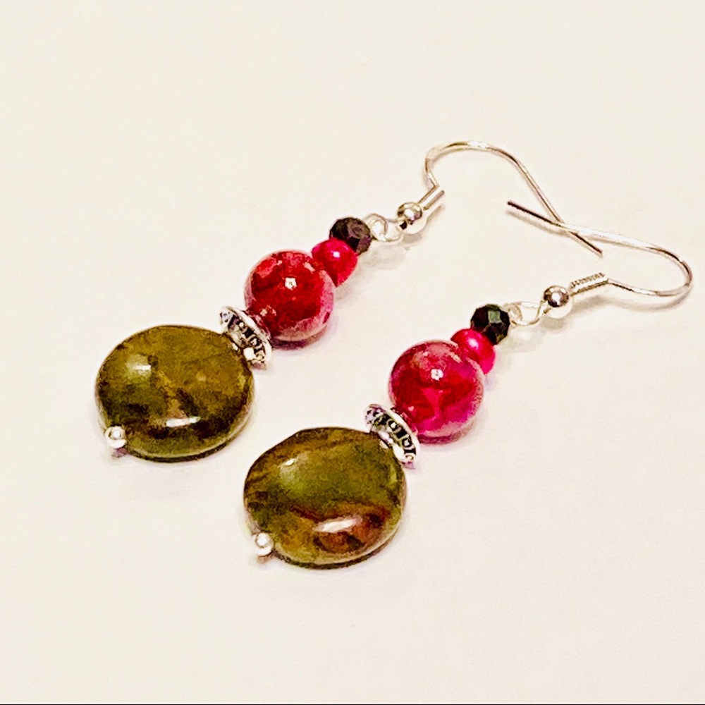 Picasso Jasper Crazy Lace Agate & Crystal Earrings